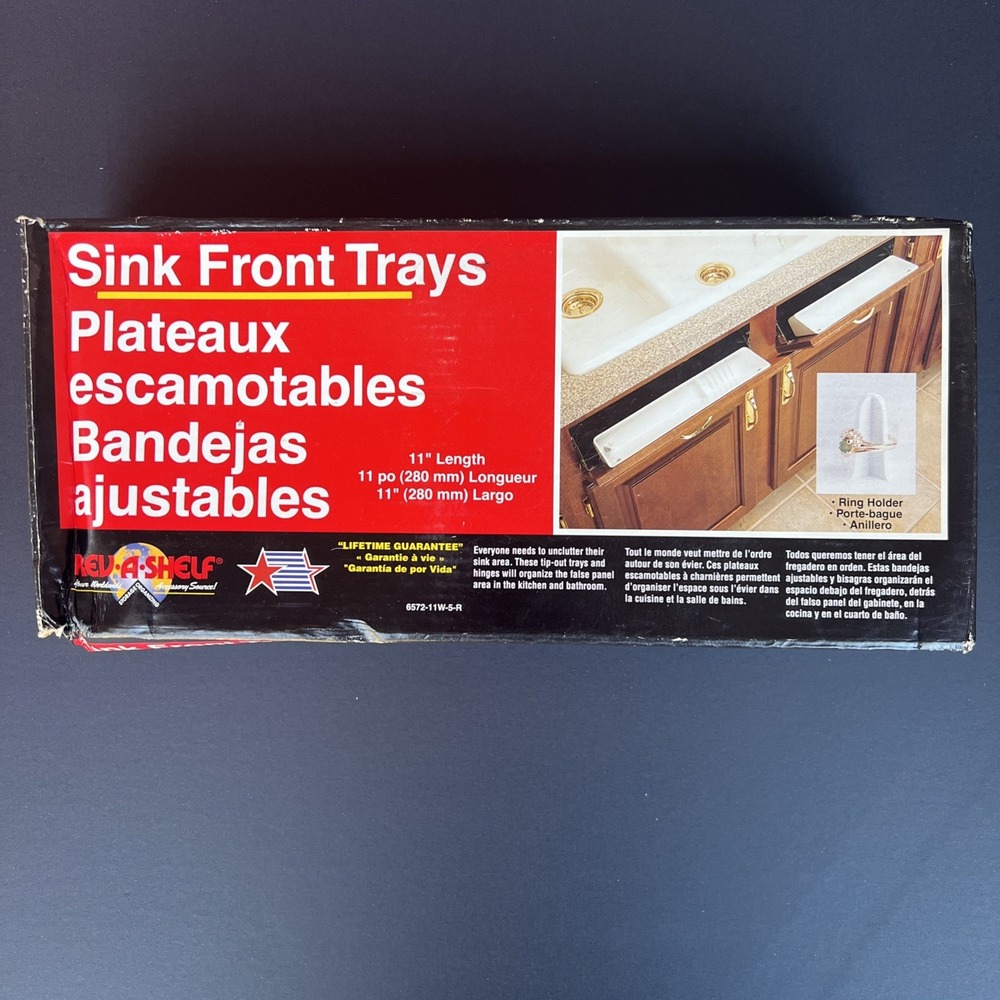 2 Pack 11" INCH - SINK FRONT TIP OUT TRAY SPONGE HOLDER KIT WITH HINGES + SCREWS